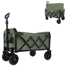 Expandable Dual-Layer Utility Wagon Grocery Cart for Camping, Shopping, Sports, Gardening, Fishing, Supports 225lbs, Brown