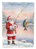 Fishing Santa Claus with Bluegill Christmas House Flag Large Porch Sleeve Pole Decorative Outside Yard Banner Artwork Wall Hanging, Polyester