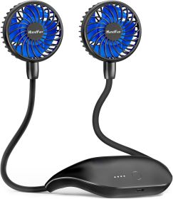 10000mAh Portable Neck Fan Rechargeable, 48Hrs Long-Lasted Wearable Personal Fans, Hands Free Necklace Fans, Hanging Cooling Fan for Travel, Hiking