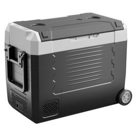 Car Refrigerator, DC 12/24V AC100-240V Compressor Electric Cooler, -4°F to 68°F Truck Refrigerator with APP Control, Wheels & Dual Zone