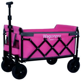 Expandable Dual-Layer Utility Wagon with 100% Extra Space - 225lbs Grocery Cart for Camping, Shopping, Sports, Gardening, Fishing, Pink