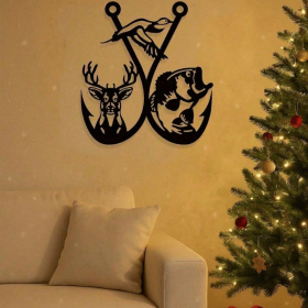 CIFbuy Vintage Metal Elk Fishing Wall Art Wilderness Camping Home Sculpture Holiday Birthday Gift for Men(TikTok, temu pick-up service)