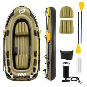 Inflatable Boat 3-Person Fishing Raft Set with Oars and Pump