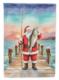 Fishing Santa Claus with Speckled Trout Christmas House Flag Large Porch Sleeve Pole Decorative Outside Yard Banner Artwork Wall Hanging, Polyester