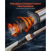 Rod and Fishing Reel Combo, IM6 Fiberglass & Carbon Fiber Spinning Rod and Reel Combo, Bass Fishing Pole with 6.5 ft Two-Piece Rods, 6+1 Ball Bearings