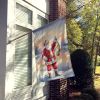 Fishing Santa Claus with Smallmouth Bass Christmas House Flag Large Porch Sleeve Pole Decorative Outside Yard Banner Artwork Wall Hanging, Polyester