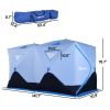 5-8 Person Ice Fishing Shelter, Pop-up Ice Fishing Tent, Ice Shanty, Portable and Insulated, with 2 Doors and Carrying Bag, Light Blue