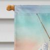 Fishing Santa Claus with Flounder Christmas House Flag Large Porch Sleeve Pole Decorative Outside Yard Banner Artwork Wall Hanging, Polyester