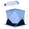 4 Person Ice Fishing Shelter, Pop-up Ice Fishing Tent, Ice Shanty, Portable and Insulated, with 2 Doors and Carrying Bag, Light Blue