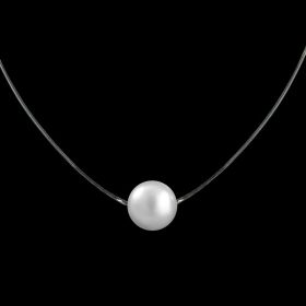 925 Silver Natural Freshwater Beads Fish Line Pearl Necklace (Color: Fishing line shell bead 10mm, Dimensions: 925 silver)