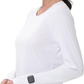 Women's Sun Shirts UPF 50+ UV Protection SPF Long Sleeve Hiking Fishing Running Outdoor Lightweight Quick Dry (Color: White   Crewneck   X-Small)