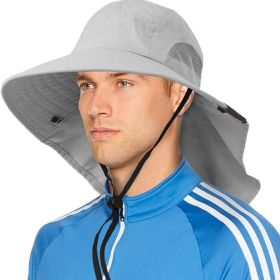 Wide Brim Sun Hat with Neck Flap, UPF50+ Hiking Safari Fishing Hat for Men Women, Sun Protection Beach Hat (Color: Light Grey)