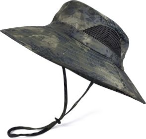Wide Brim Sun Hat, UPF 50+ UV Protection Waterproof Packable Bucket Hat for Men & Women, Fishing Hiking Beach Garden (Color: 05 Army Geen (Camo) One Size)