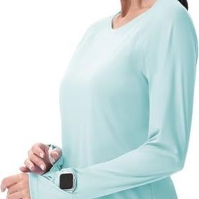 Women's Sun Shirts UPF 50+ UV Protection SPF Long Sleeve Hiking Fishing Running Outdoor Lightweight Quick Dry (Color: Light Green   Crewneck Medium)