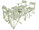 5 Pcs Camping Chair and Folding Camping Table Set, Outdoor Folding Picnic Chairs Lawn Portable Camp Table with Cooler Bag & Cup Holder for Camping