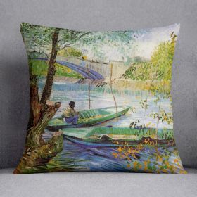 Fishing in Spring by Van Gogh Cushion (Insert: Without Insert, size: 20" X 20")