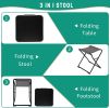 3 in 1 Folding Camping Table, Stool, and Footrest, Lightweight Portable up to 300 LBS, Easy to Carry for Beach, Fishing, Trip, Picnic, Lawn