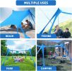 Beach Tent Sun Shelter 10x10ft Beach Canopy Easy Pop Up Sun Shade Portable UPF50+ with 8 Sandbags-2 Sand Shovel-4 Aluminum Poles-Ground Pegs for Outdo