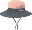 Women's Outdoor UV-Protection-Foldable Sun-Hats Mesh Wide-Brim Beach Fishing Hat with Ponytail-Hole